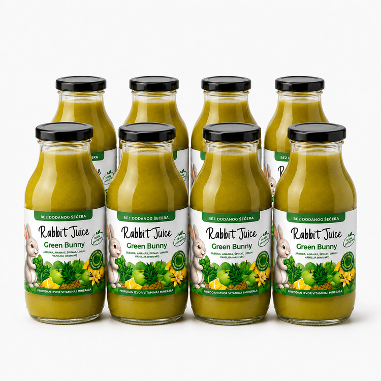RABBIT JUICE – GREEN BUNNY hladno prešani sok za djecu – paket 8 × 250 ml
