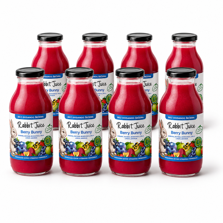 RABBIT JUICE – BERRY BUNNY hladno prešani sok za djecu – paket 8 × 250 ml