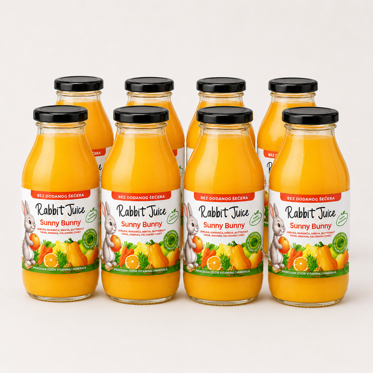 RABBIT JUICE – SUNNY BUNNY hladno prešani sok za djecu – paket 8 × 250 ml