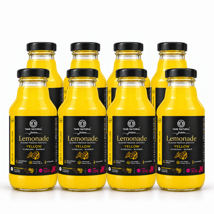 TAKE NATURAL – YELLOW limunada s đumbirom i kurkumom – paket 8 × 330 ml