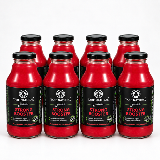 TAKE NATURAL – STRONG BOOSTER cold-pressed juice – 8 × 330 ml pack